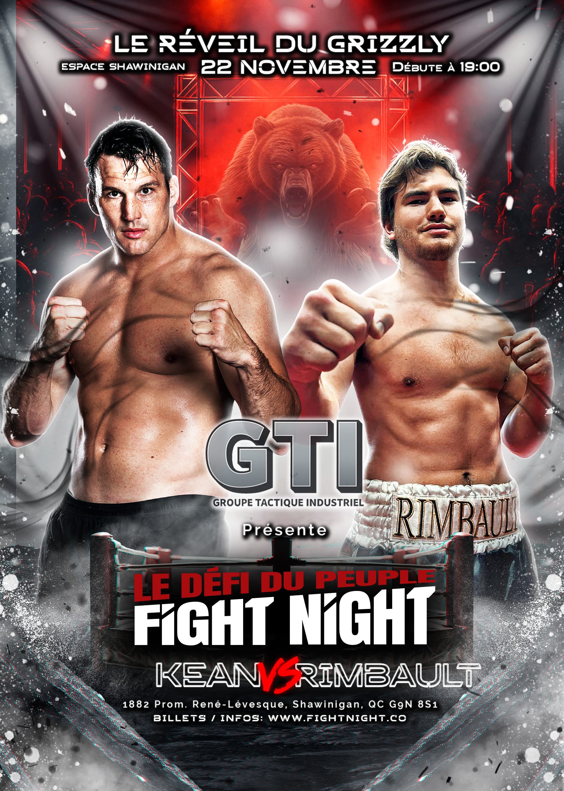Fight Night accueil Simon Kean Gala de boxe Shawinigan le 22 novembre 2024